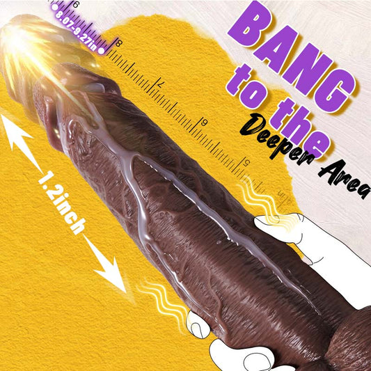 Acmejoy - Thrusting Thick Long Lifelike Heating Big Black Dildo 10.83 Inch Dildos