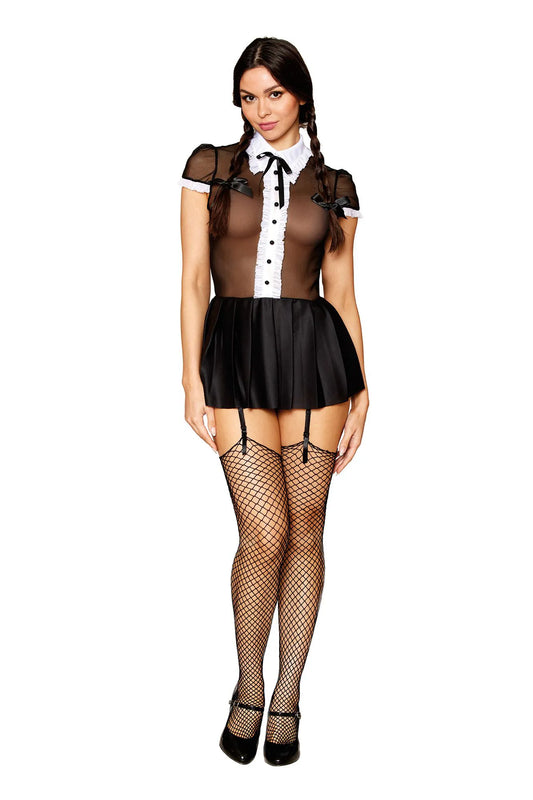 Miss Behavin Gothic School Girl Costume – One Size Lingerie Set