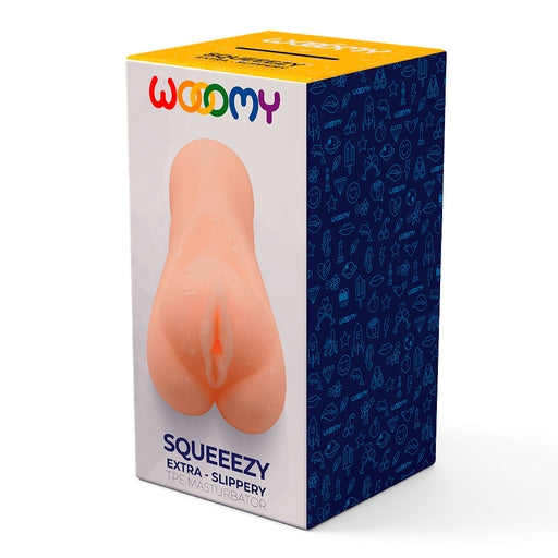 Wooomy Squeeezy Masturbator Vagina Natural Color Compact 13.2 x 5.4 cm Waterproof Soft TPE