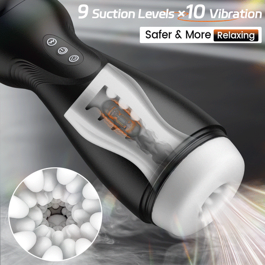 【#1 Choice】SolaceX - 9 Suction 10 Vibration Male Masturbator Automatic Strong Suction Soft TPE Realistic Texture Male Stroker Masturbator Masturbation Cup