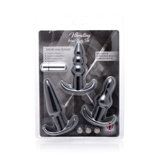 4 Piece Vibrating Anal Plug Set with 10 Modes of Vibration