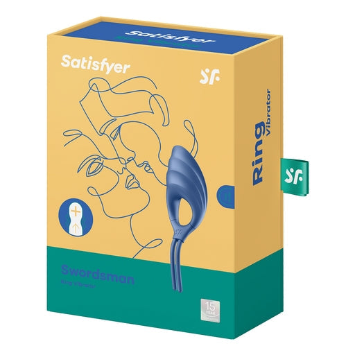 Satisfyer Swordsman Adjustable Silicone Cock Ring with Clitoral Stimulator in Blue
