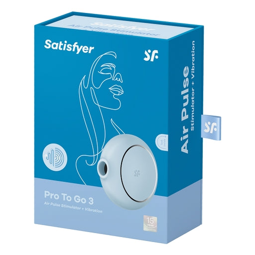 Satisfyer Pro To Go 3 Blue Compact Silicone Air Pulse Vibrator with Vibration