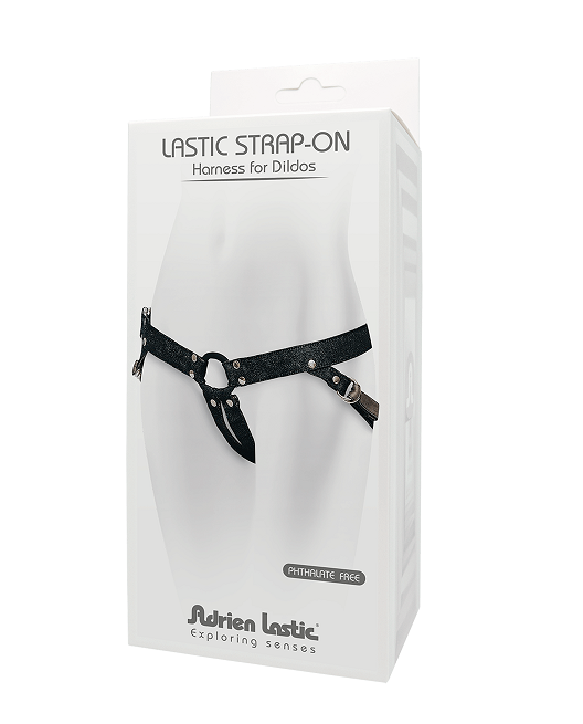 Adrien Lastic Black Denim Strap-on Harness with Silicone Ring Adjustable Waistband