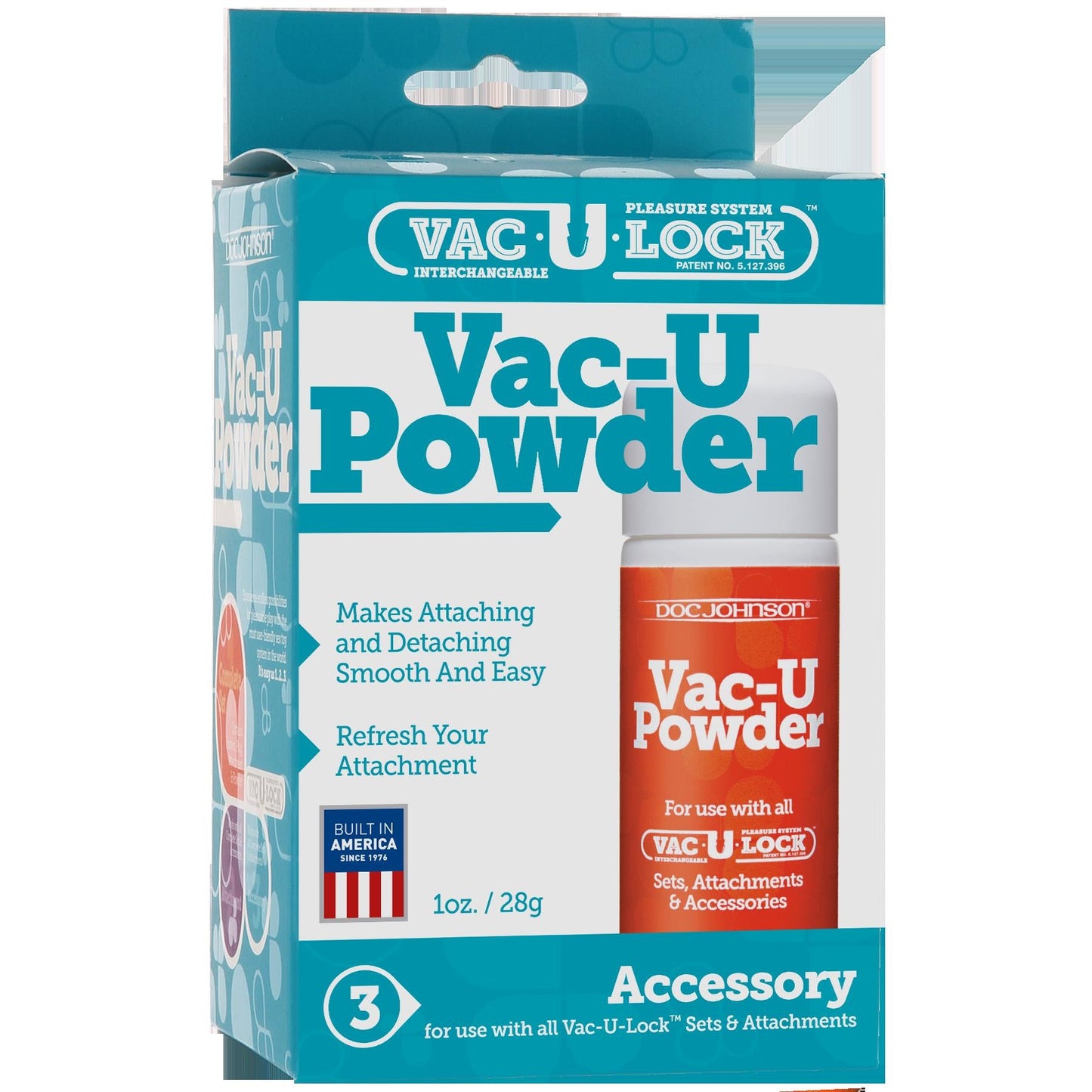 Vac-U-Lock Accessory Vac-U Powder White Talc 1oz Smooth Attachment and Detaching Aid