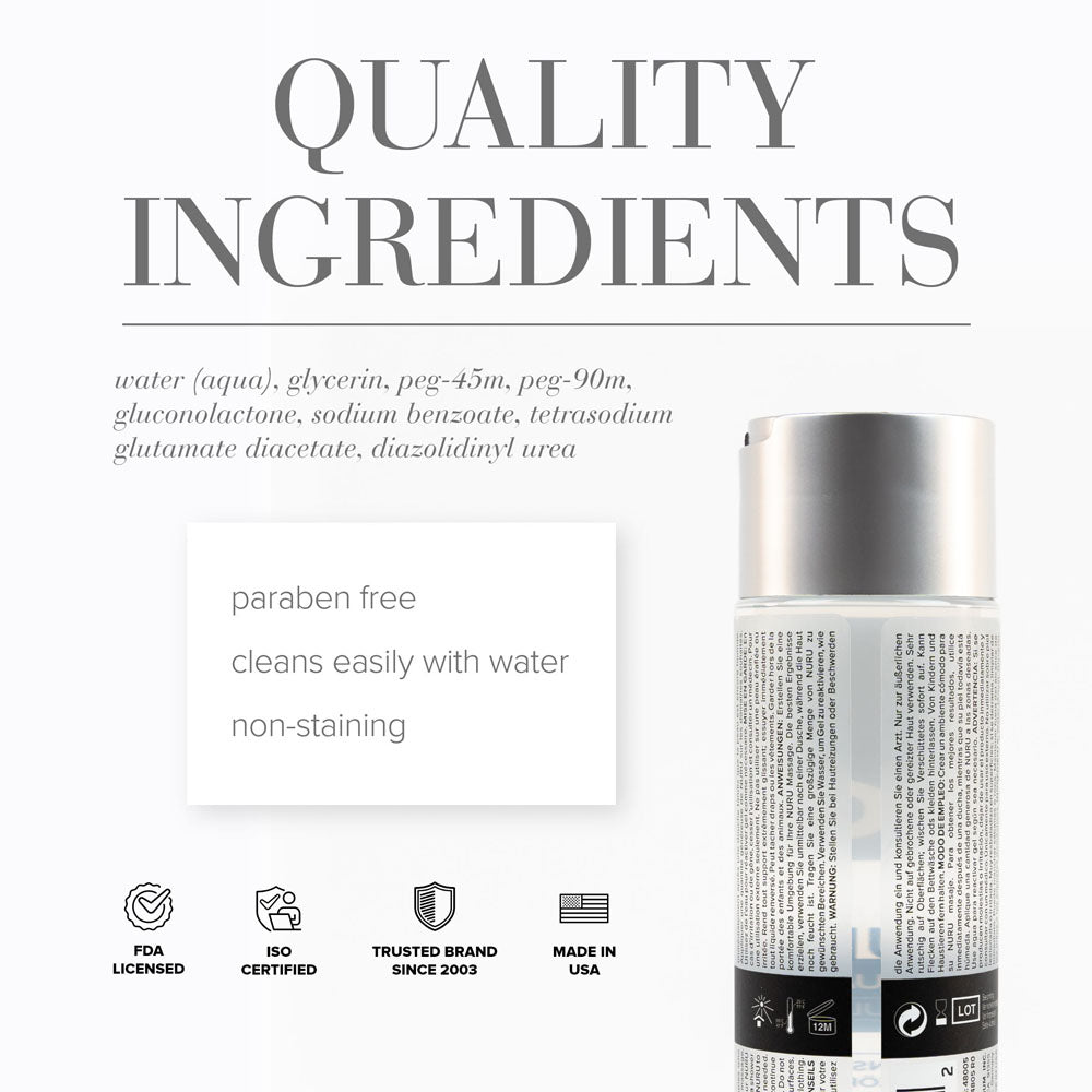JO Nuru Massage Gel – Water-Based Massage Lubricant 240ml Bottle