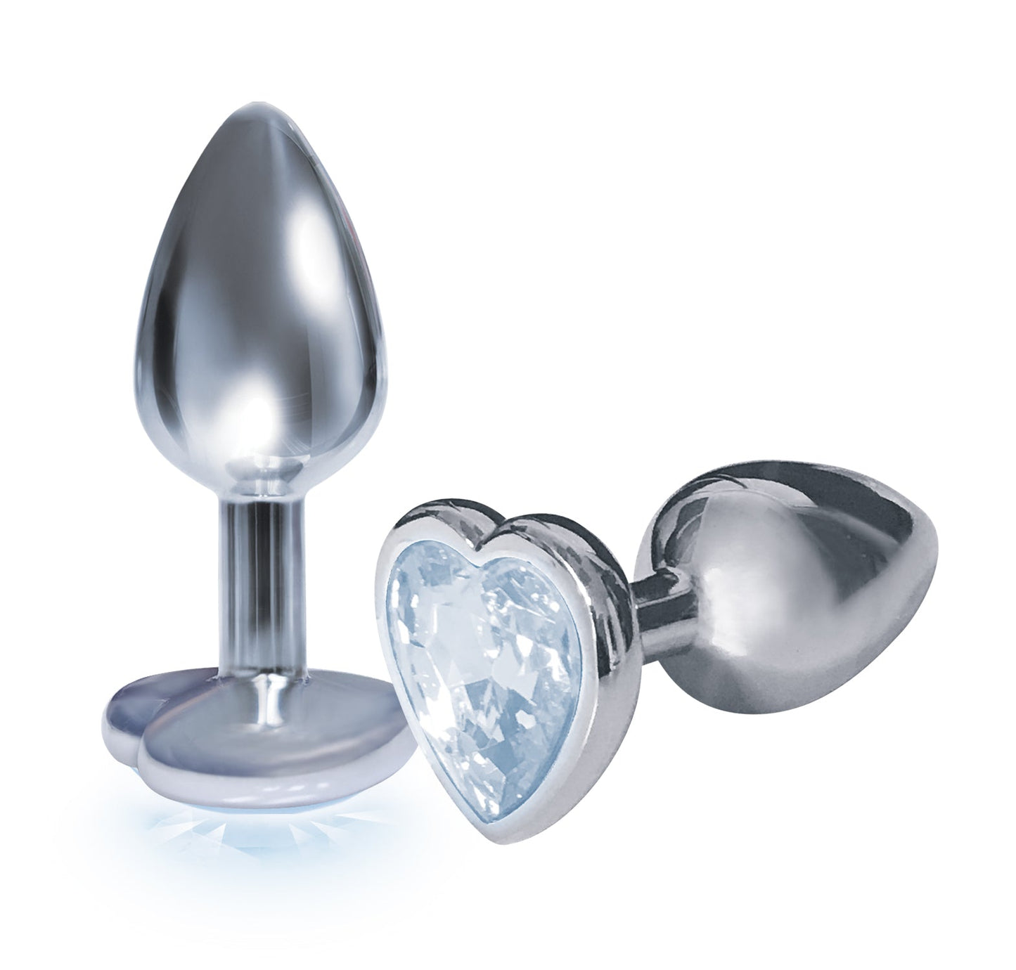 Silver Heart Bejeweled Stainless Steel Starter Anal Plug