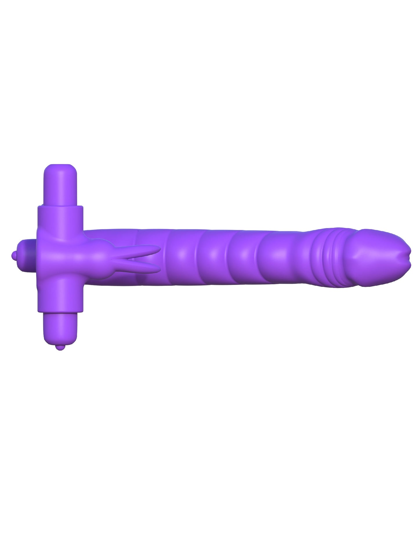 Fantasy Silicone Double Penetrator Rabbit Cockring in Purple
