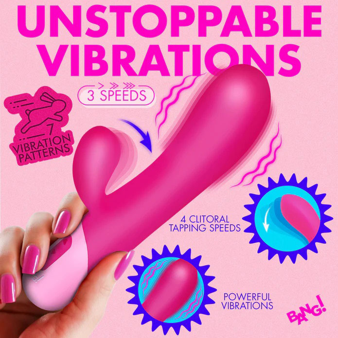 Clit Tapping Vibrating Rabbit (Pink) – Flexible Silicone Rabbit Vibrator