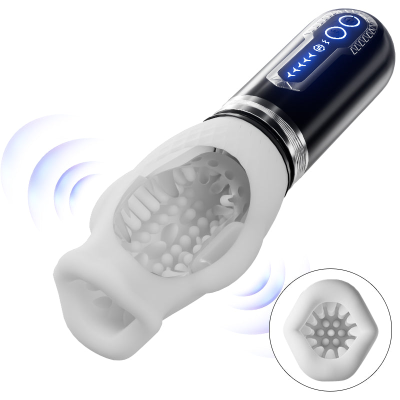 Tornado 2.0 - Dual Motor Oralsex Analog Male Stroker 7 Vibrations 5 Retractions 5 Rotations Masturbation Cup