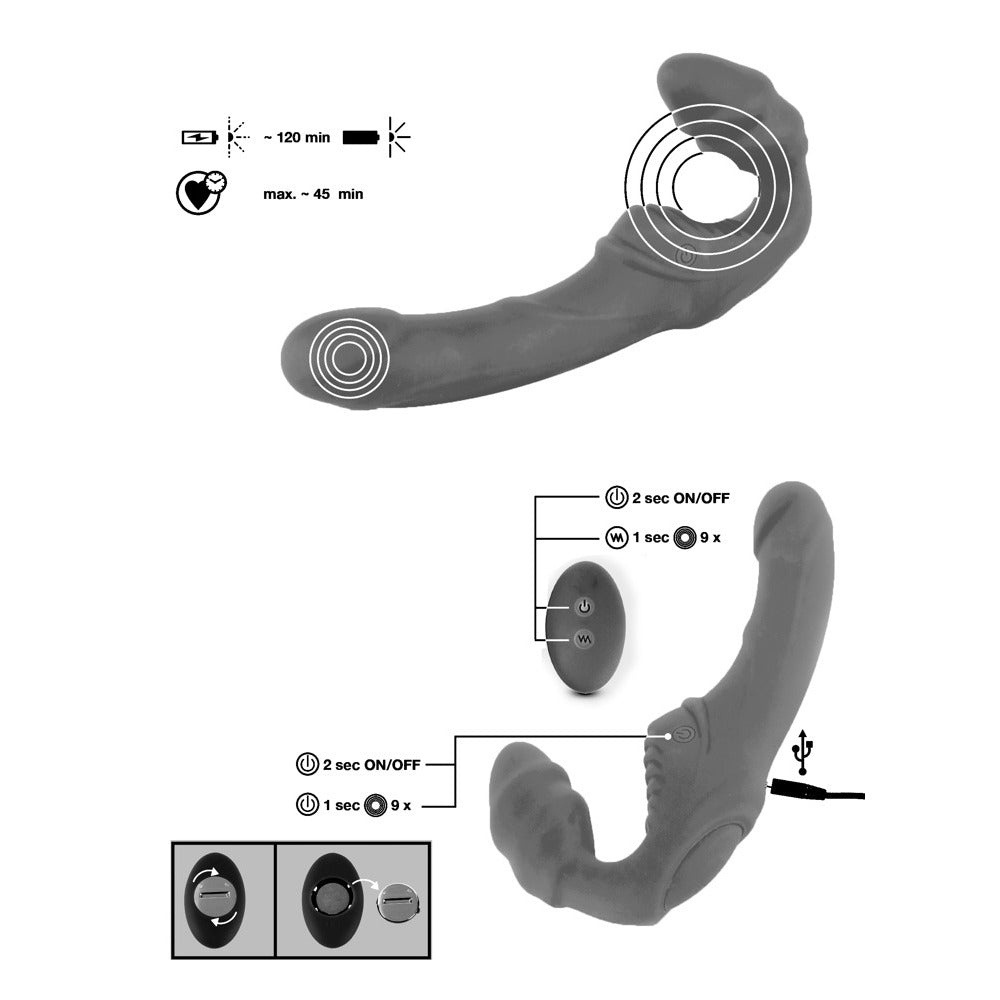 Vibrating Strapless StrapOn 2 – Dual Vibrator Strapless Strap-On