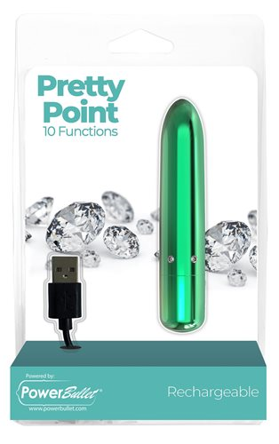 Power Bullet Pretty Point Bullet Vibrator Teal with 10 Functions Rechargeable