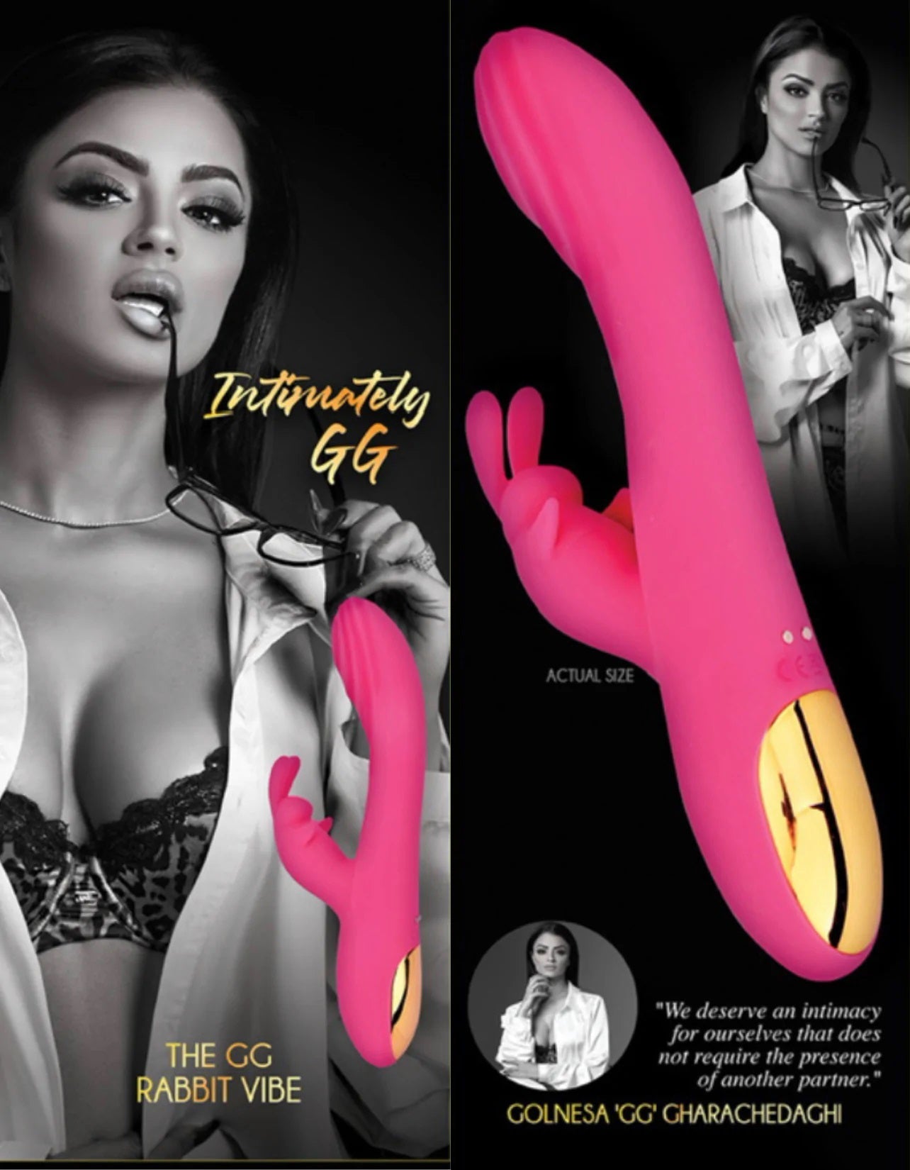 Intimately GG The GG Rabbit Vibe Bright Pink Food-Grade Silicone with Gold Accents