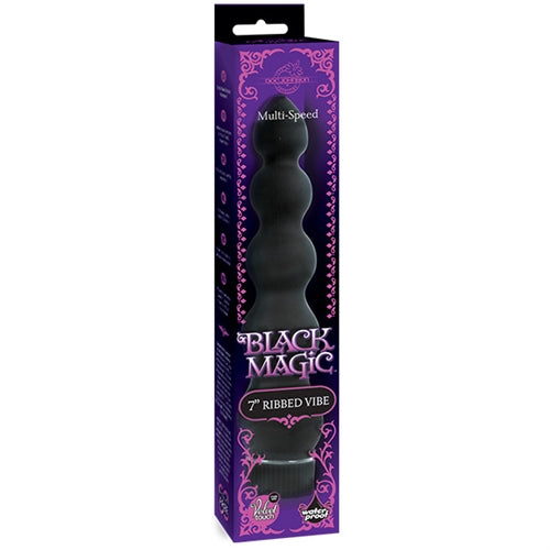 Black Magic Ribbed 7 Inch Vibrator for G-Spot and Clitoral Use