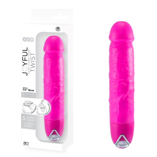 Joyful Twist Silicone Vibrator 7.5 Inch Pink With 2-Way Control