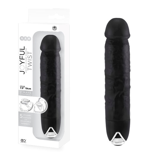 Joyful Twist Silicone Vibrator 7.5 Inch Black with 2-Way Control and Adjustable Intensity