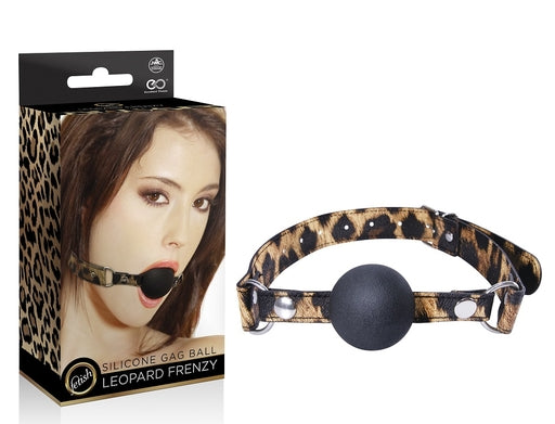 Leopard Frenzy Silicone Ball Gag Adjustable Leopard Print Collar 15 to 22 Inches