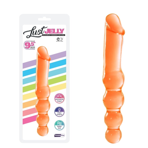 Lust Jelly 9.5 Inch Double Dong Orange Flexible Shaft