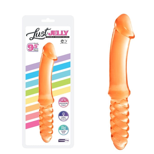 Lust Jelly Double Dong 9.5 Inch Orange Flexible Shaft