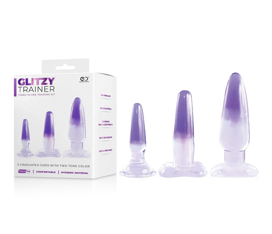 Glitzy Trainer 3 in 1 Dong Kit Set Purple with Three Graduated Sizes and Two Tone Color