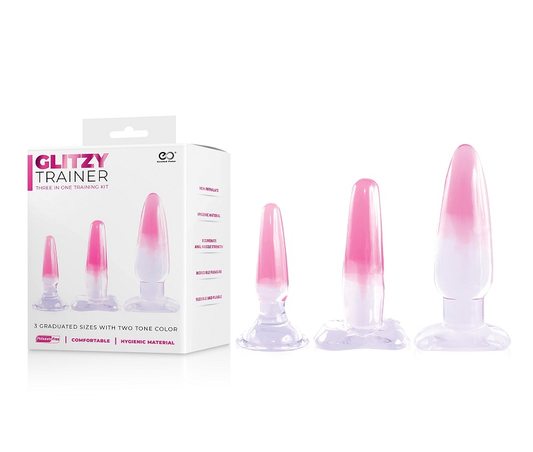 Glitzy Trainer 3 In 1 Dong Kit Set Pink With 3 Graduated Sizes and Two Tone Color