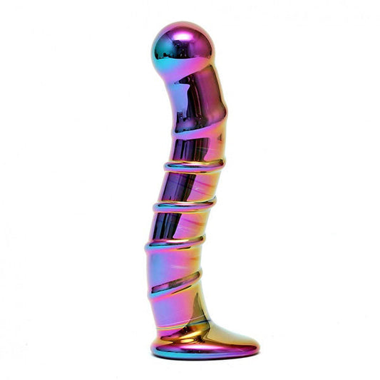 Sensual Multi Coloured Glass Nikita – Ribbed Glass Dildo