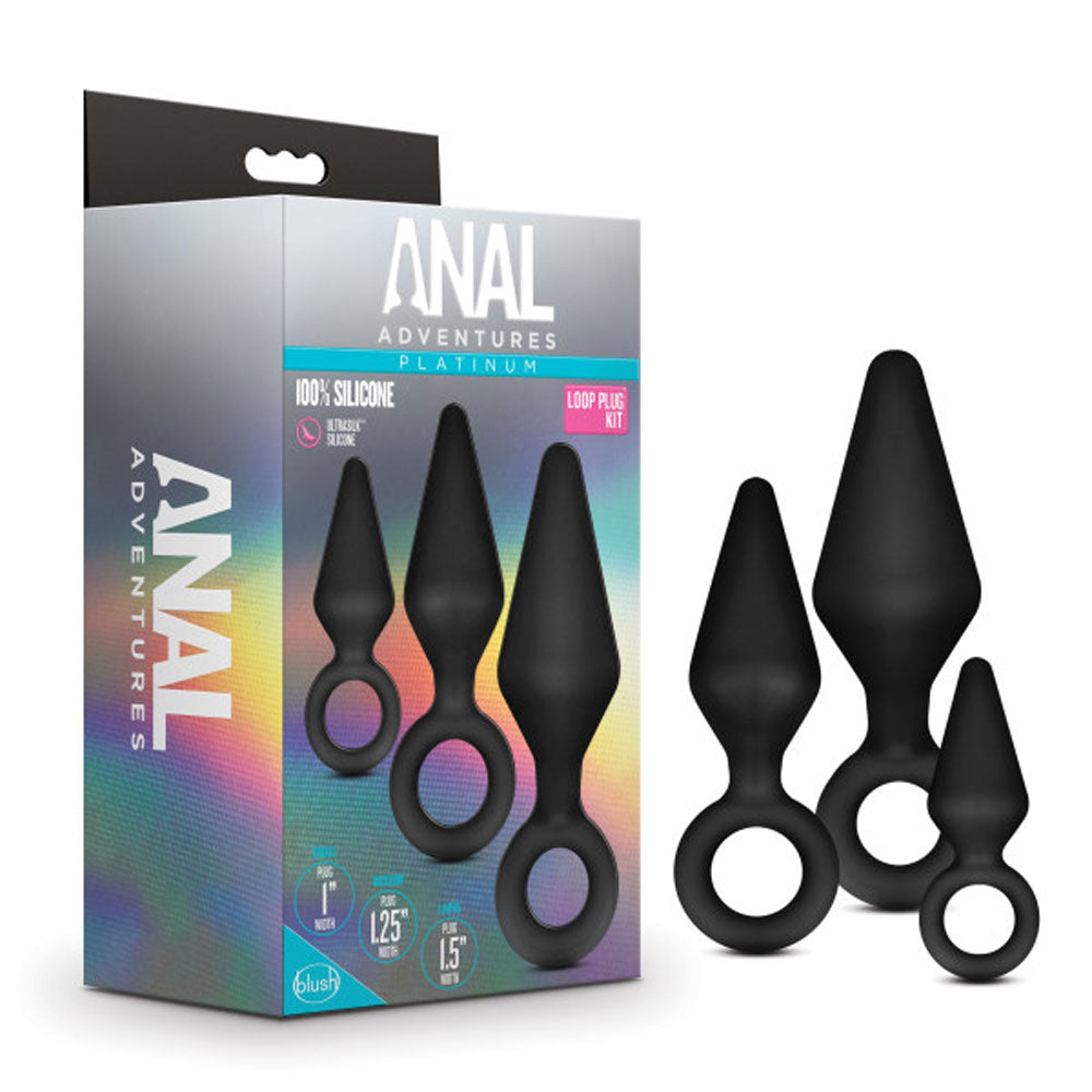 Anal Adventures Platinum Silicone Loop Anal Plug Kit