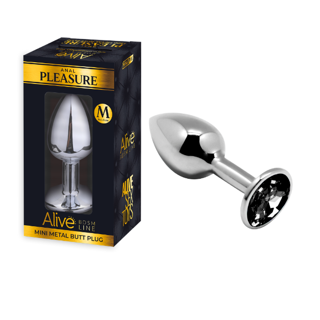 Alive Mini Metal Butt Plug Anal Pleasure Black Medium 7 cm x 3.4 cm Waterproof