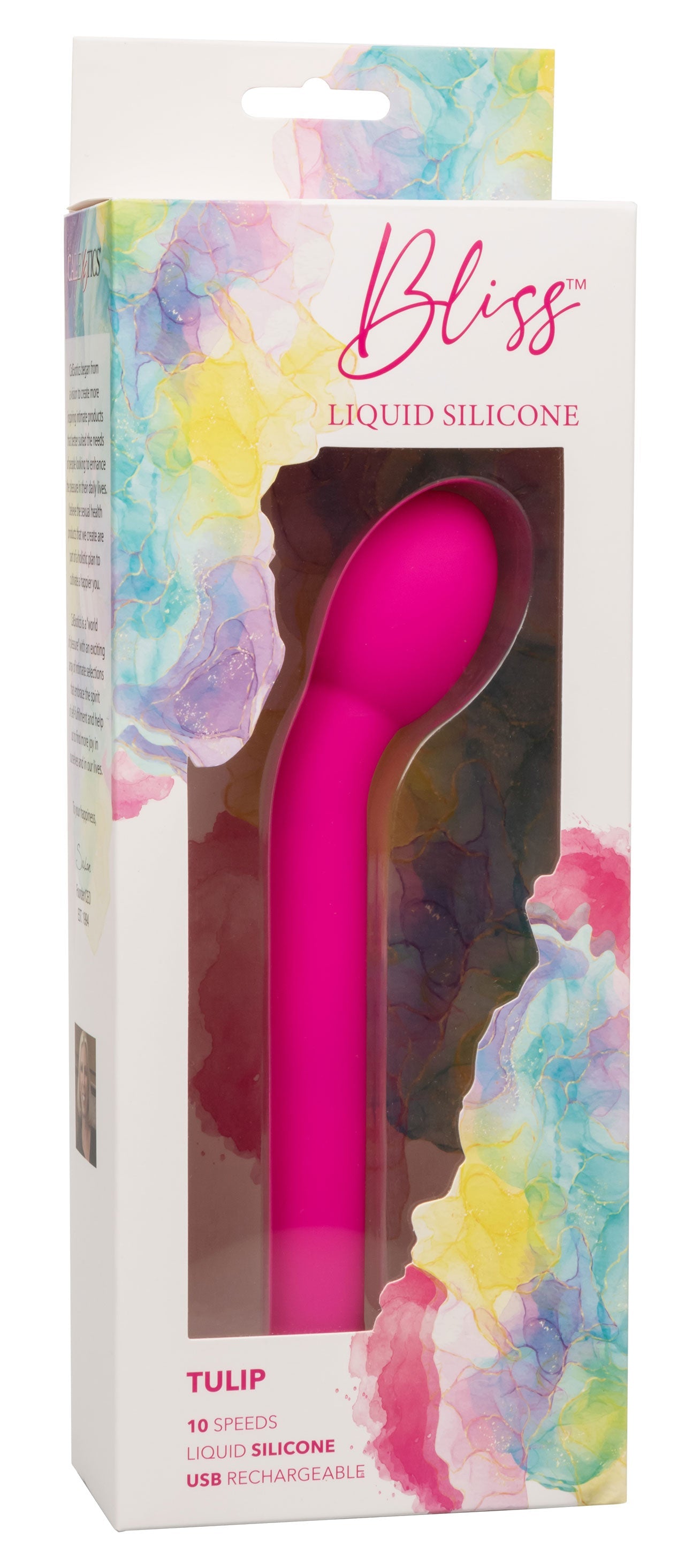 Bliss Liquid Silicone Tulip Vibrator in Pink with 10 Speeds and Rechargeable