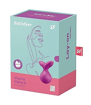 Satisfyer Viva La Vulva 3 Lay-On Vibrator Violet Waterproof with 12 Vibration Modes