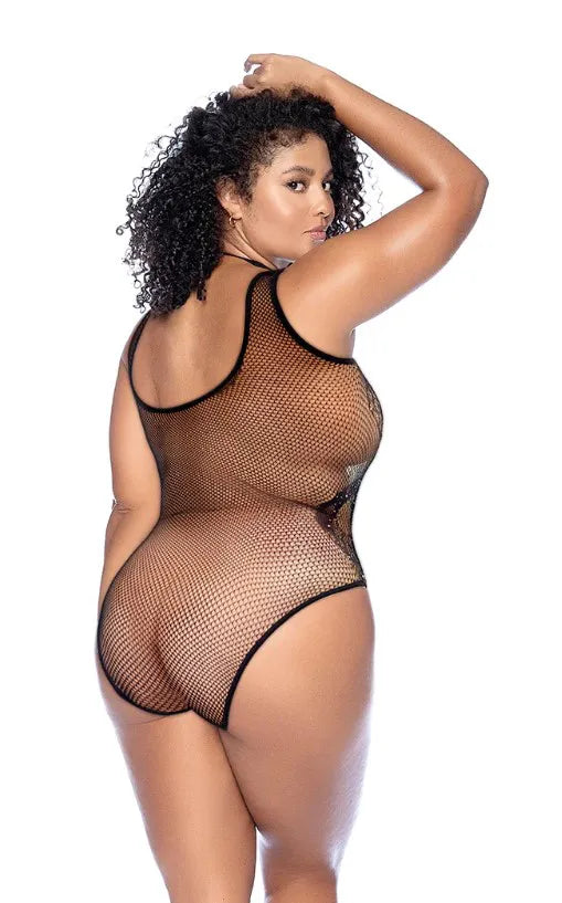 Curve Snake Fishnet Rhinestone Bodysuit (Black) – Sheer Bodysuit