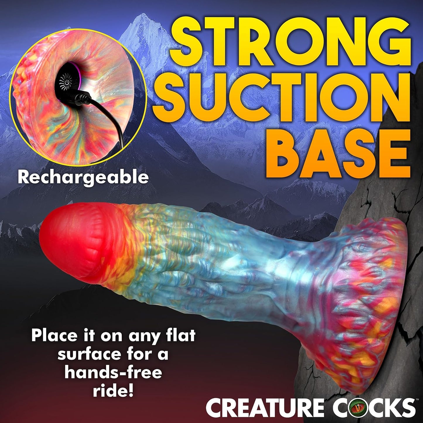 Creature Cocks Rainbow Phoenix Remote Vibrating 6.8" Silicone Dildo