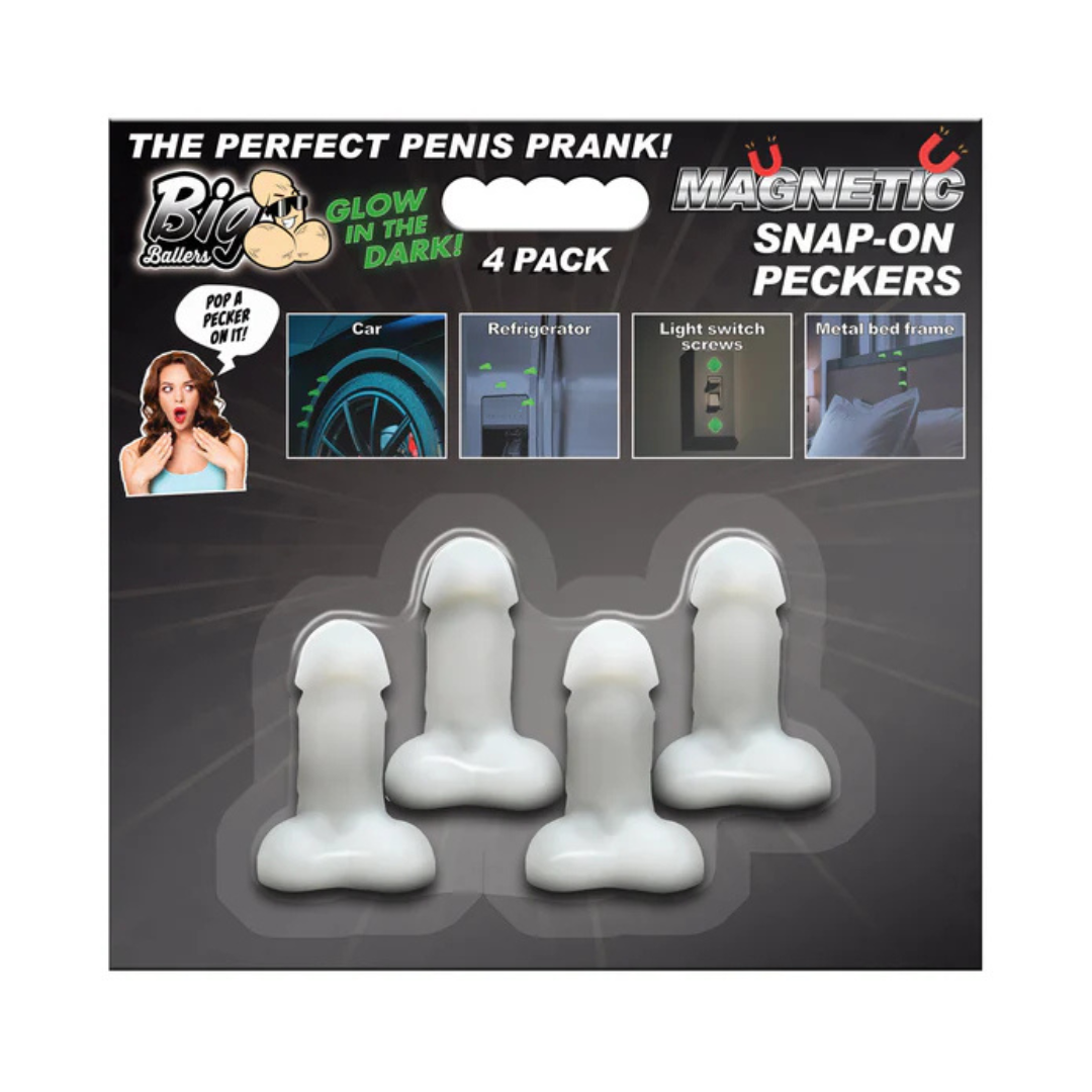 Big Ballers Glow-in-the-Dark Magnetic Snap-On Dildos – 4 Pack Set