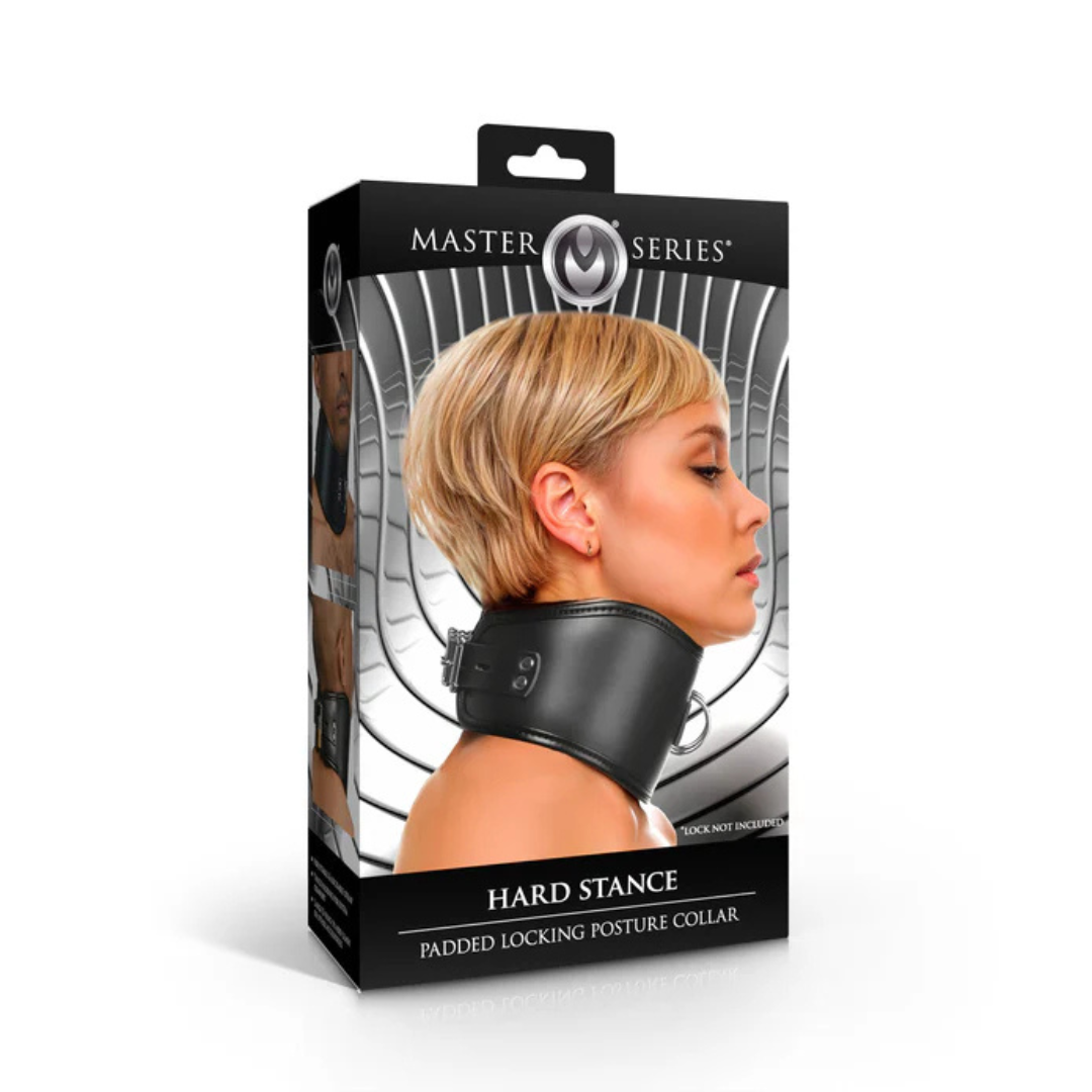 Master Series Hard Stance Padded Locking Posture Collar – Vegan Leather Collar