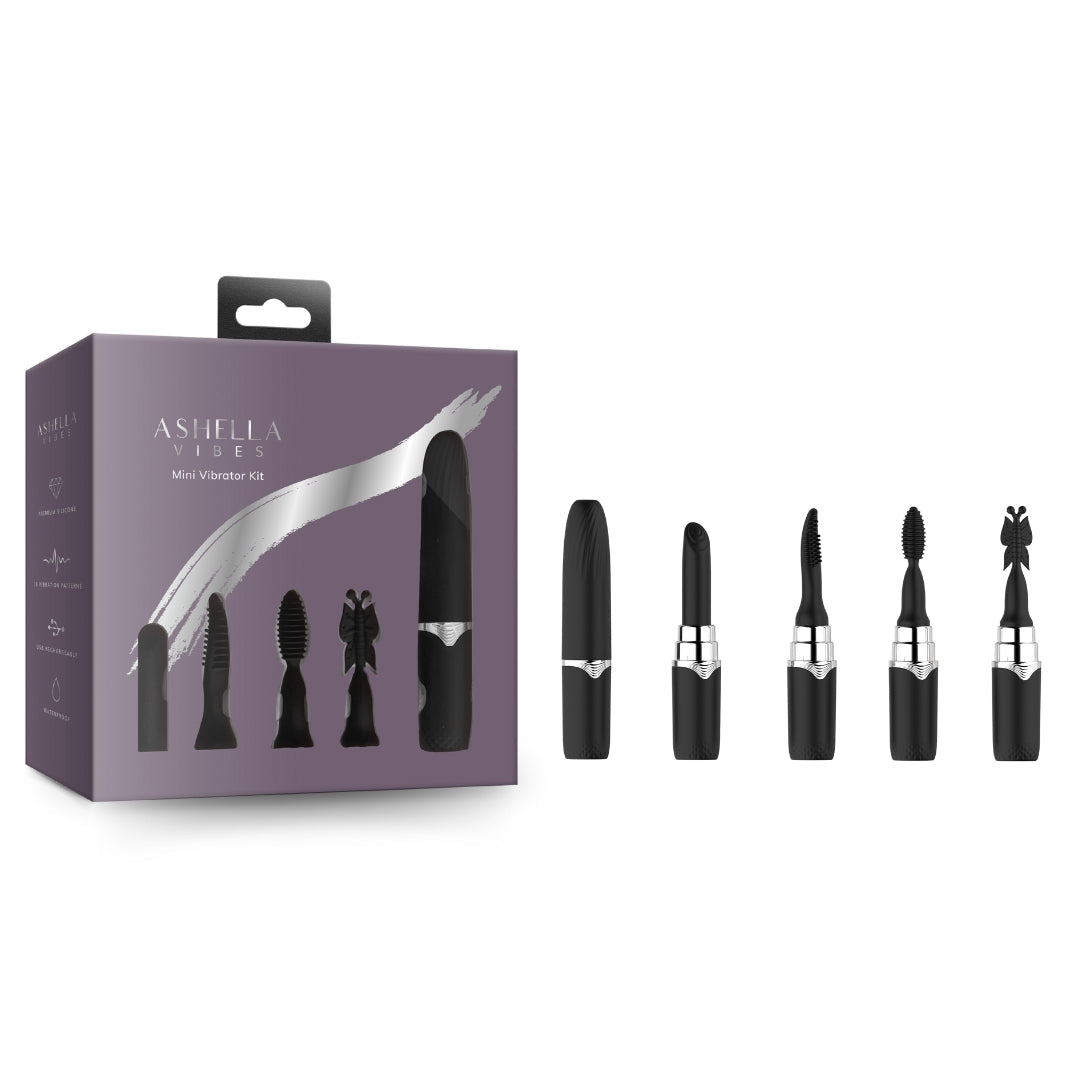 Ashella Vibes Mini Vibrator Kit with Silicone Attachments