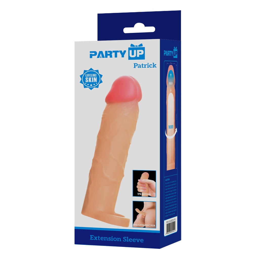 Party Up Patrick 2 Inch Extender Sleeve with Ball Strap – Penis Extender Sleeve