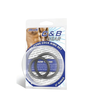 Blue Line Silicone Cock Ring Set – 2 Inch Rings