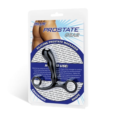 Blue Line Prostate Silicone Massager with Ergonomic Shape and External Tickler