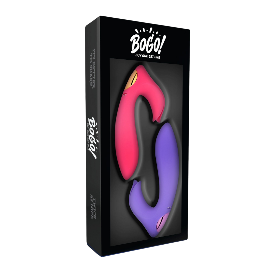 Bogo G-Spot Dual-Stimulation Vibrator Set in Pink and Purple with Function