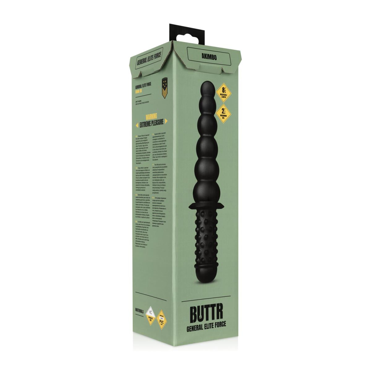 Akimbo Double Sided 8" Anal Dildo with Beads and Ribbed Design