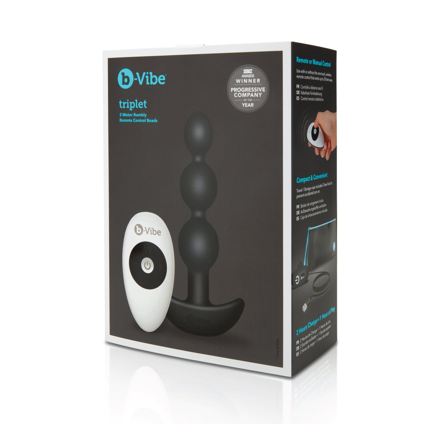B-Vibe Triplet Anal Beads Black Flexible Tapered Size Beads