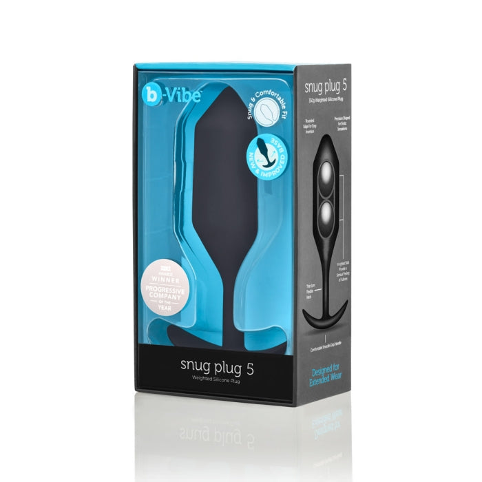 b-Vibe Snug Plug 5 (Black) – Large Weighted Silicone Butt Plug