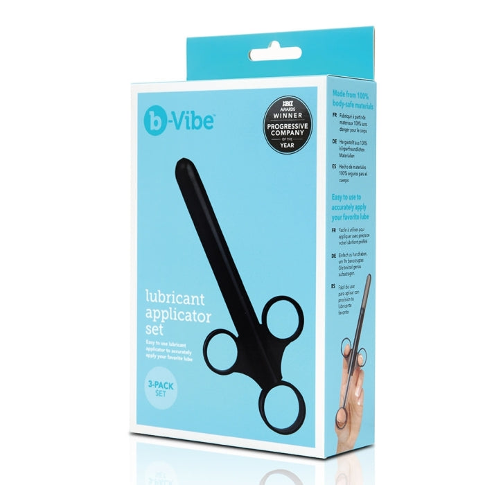 b-Vibe Lubricant Applicator 3-Pack Set Black Body-Safe Silicone 5 Inch