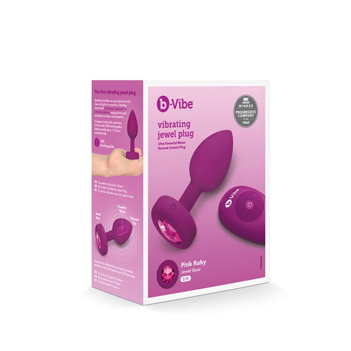 B-Vibe Vibrating Jewel Plug Small Medium Fuchsia Silicone