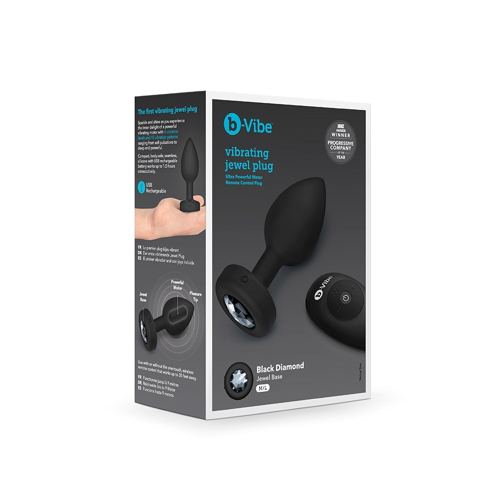 B-Vibe Vibrating Jewel Plug M/L Black Silicone Anal Toy