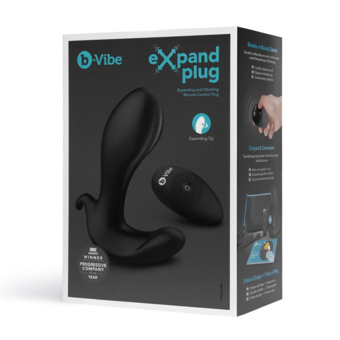 B-Vibe Expand Plug Remote Control Vibrating Expanding Anal Plug in Black