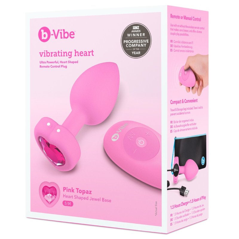 B-Vibe Vibrating Heart Plug Small Medium with 15 Patterns