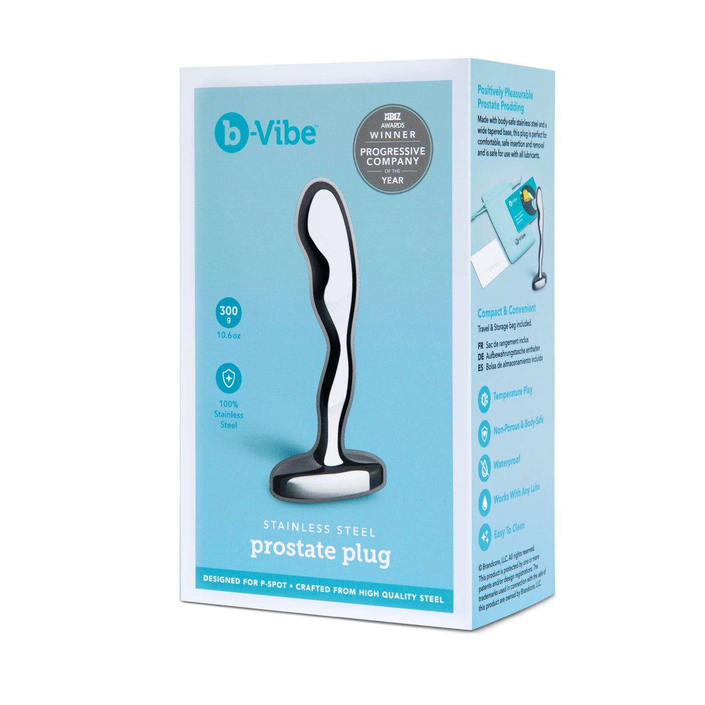 B-Vibe Stainless Steel Prostate Plug 300g Body Safe Heavy Metal P-Spot Massager