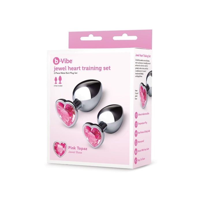B-Vibe Jewel Heart Metal Butt Plug Training Set