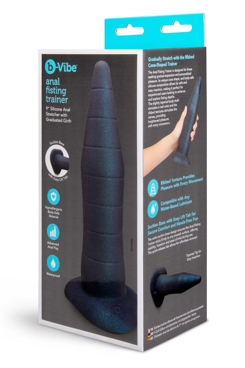 b-Vibe Fisting Anal Training (Black) – 8.25 Inch Ribbed Silicone Anal Trainer